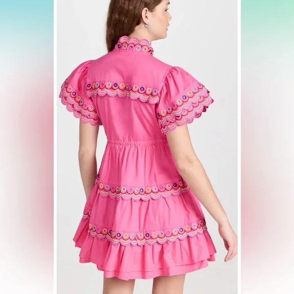 ❗️FINAL❗️NWT CeliaB Marilla Pink Dress Scalloped Eyelet Detail XL